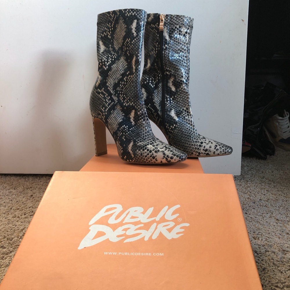 SOLD Public Desire Faux Snake Skin Ankle booties